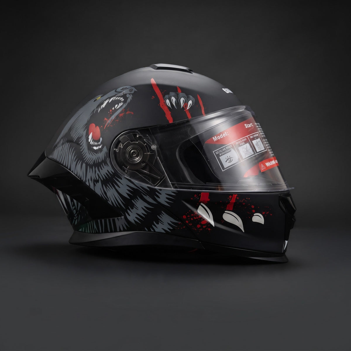Aadora® 902 Premium Flip-Up Dire Wolf Helmet (DOT Approved) Cham Store